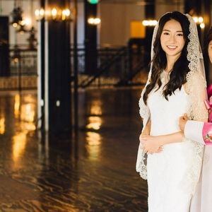 Gold Scalloped Lace Bridal Veil